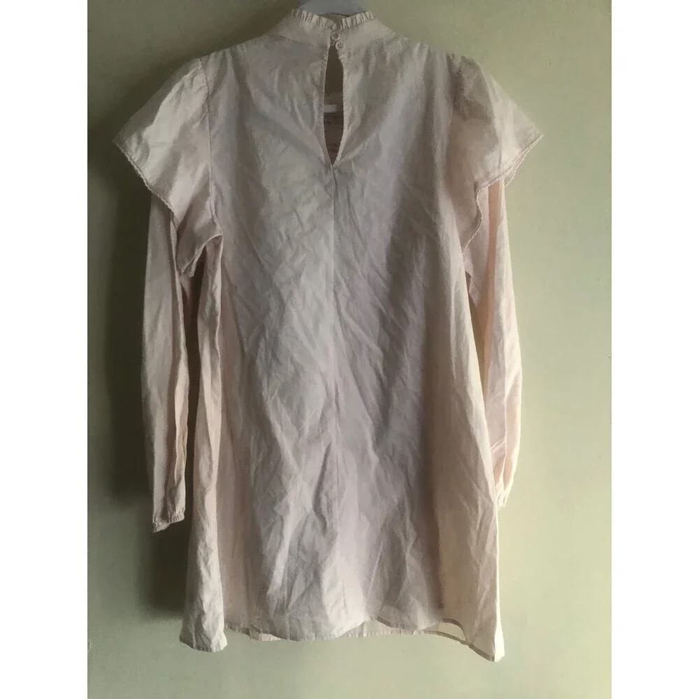 Wild Fable Pink High Neck Poplin Victorian Puff Sleeve Dress Medium - Picture 6 of 9